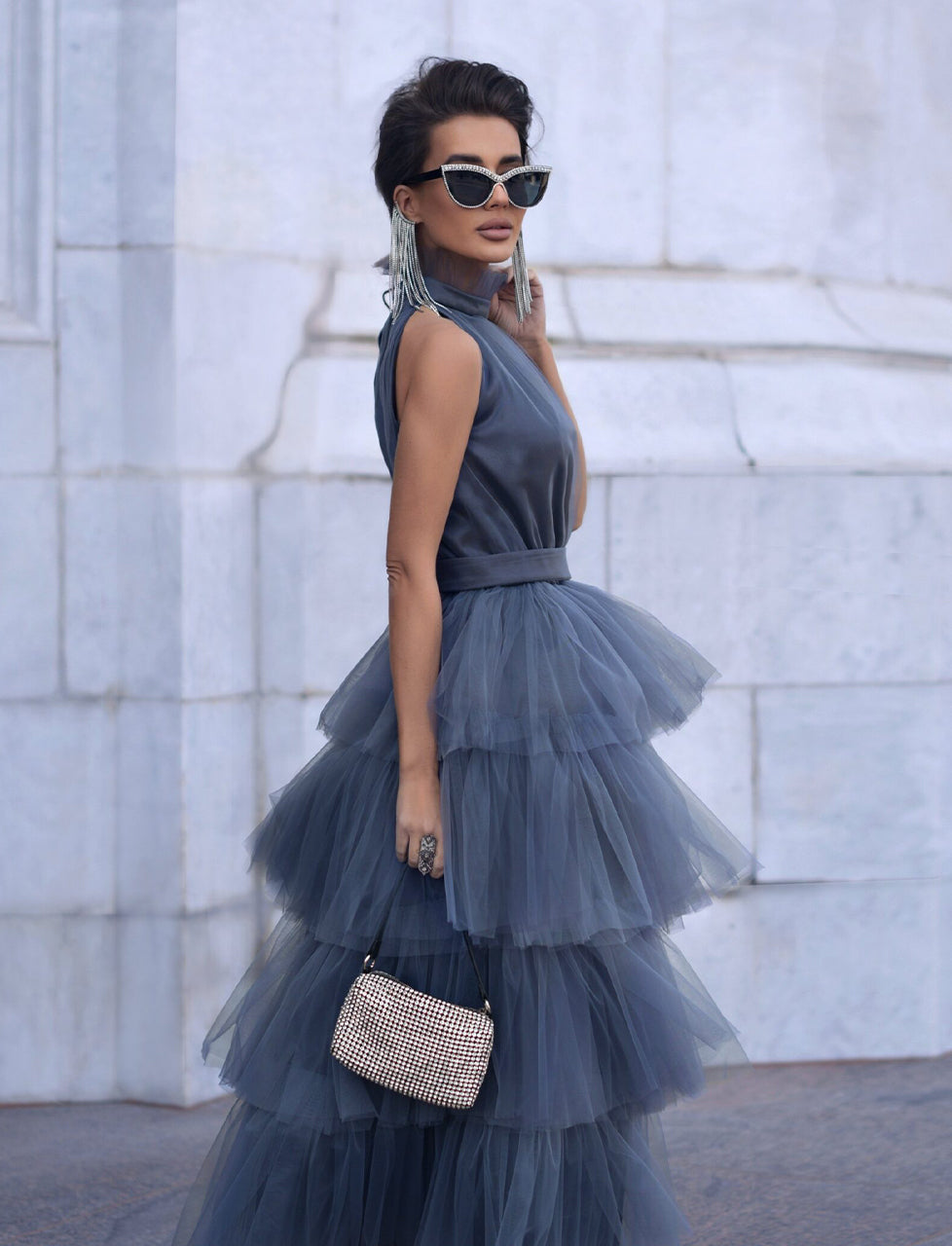 Tulle dress. Graphite. Art. 160