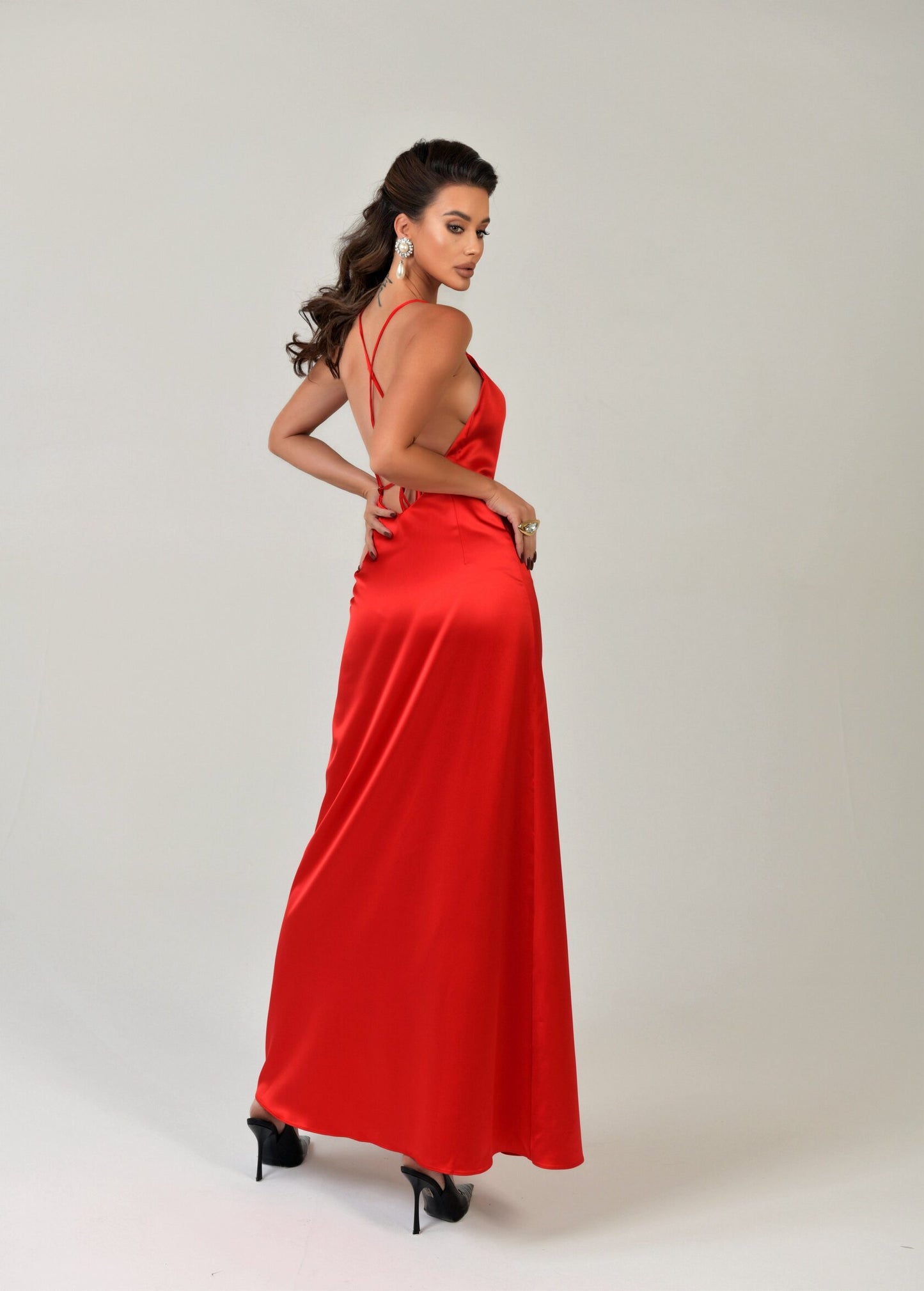 Dress Combination with open back in the "Red color" Art. 205
