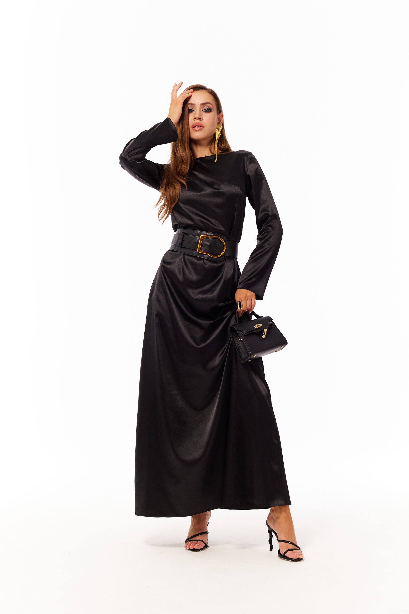 armani silk dress Giorgio Armani one-shoulder Shimmering Satin Ankle dress, Multi, Women's, 40,