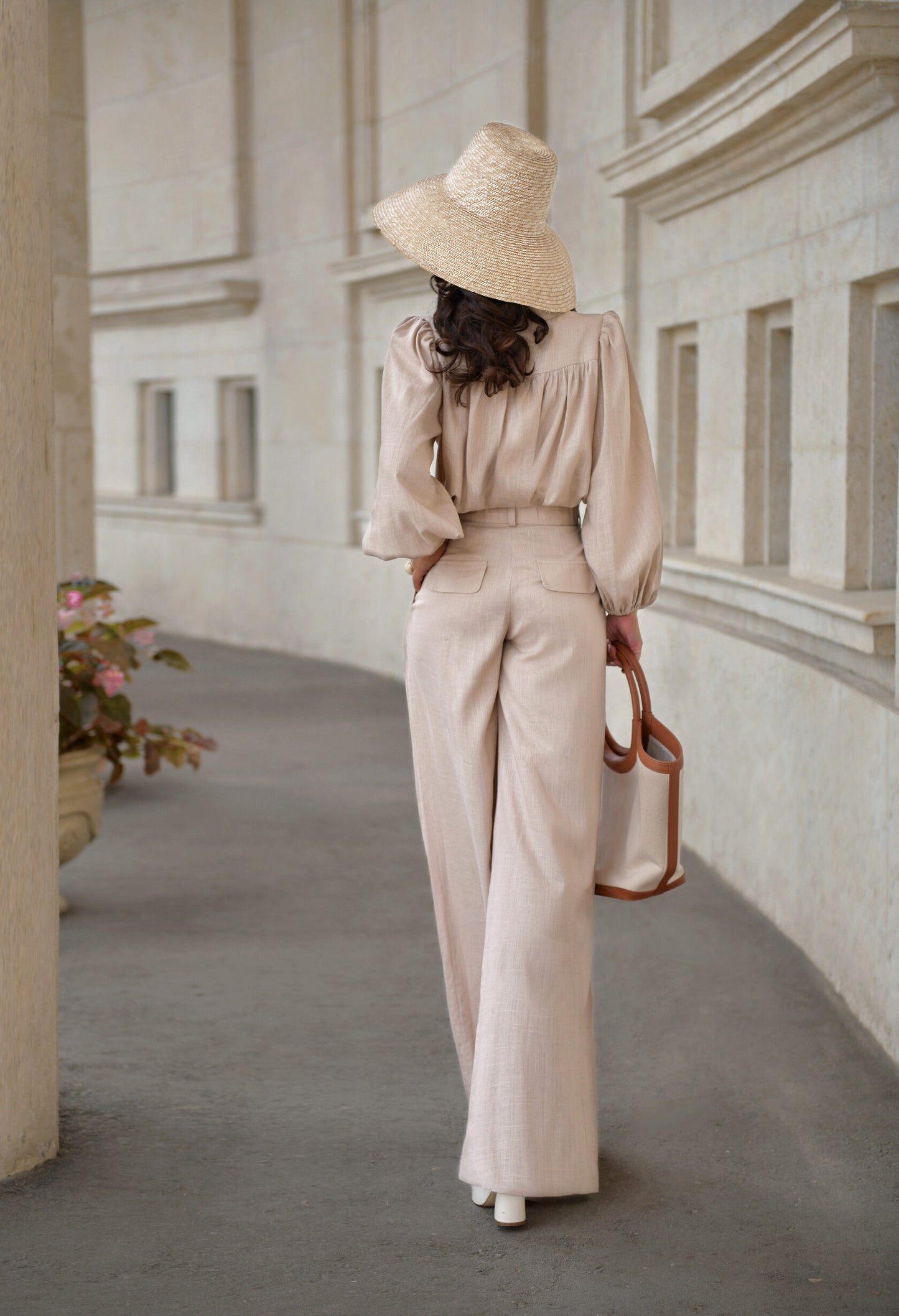 Suit made of "Linen" in Caramel color Art.208