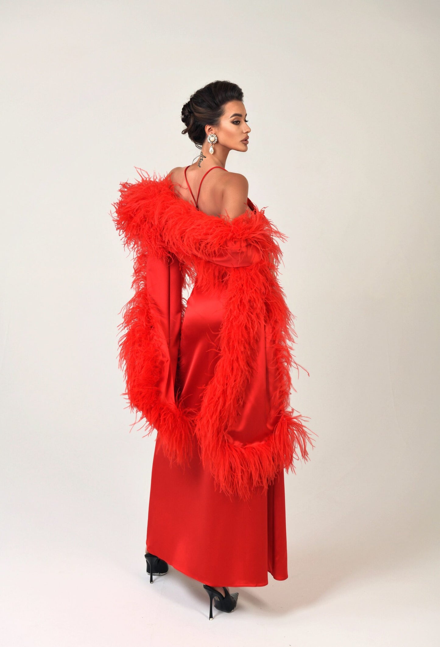 Dress Combination with open back in the "Red color" Art. 205