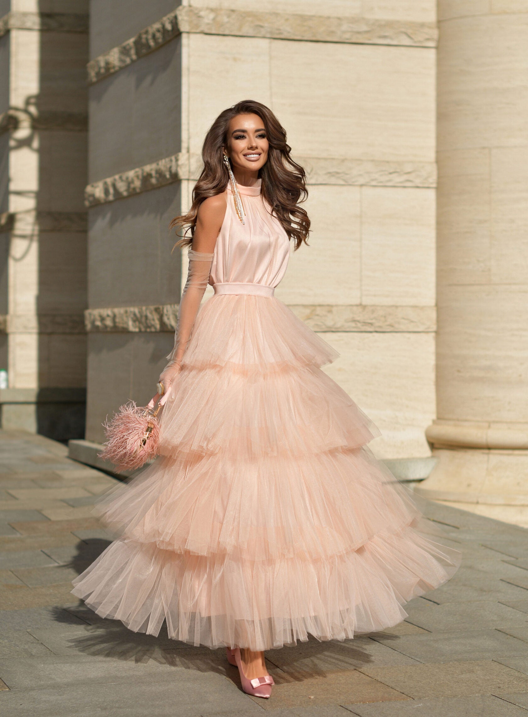 Tulle dress. Peach. Art. 160