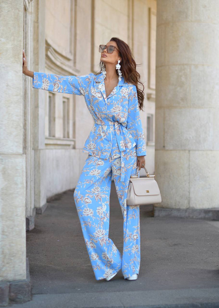 A blue pajama-style suit. Art 177