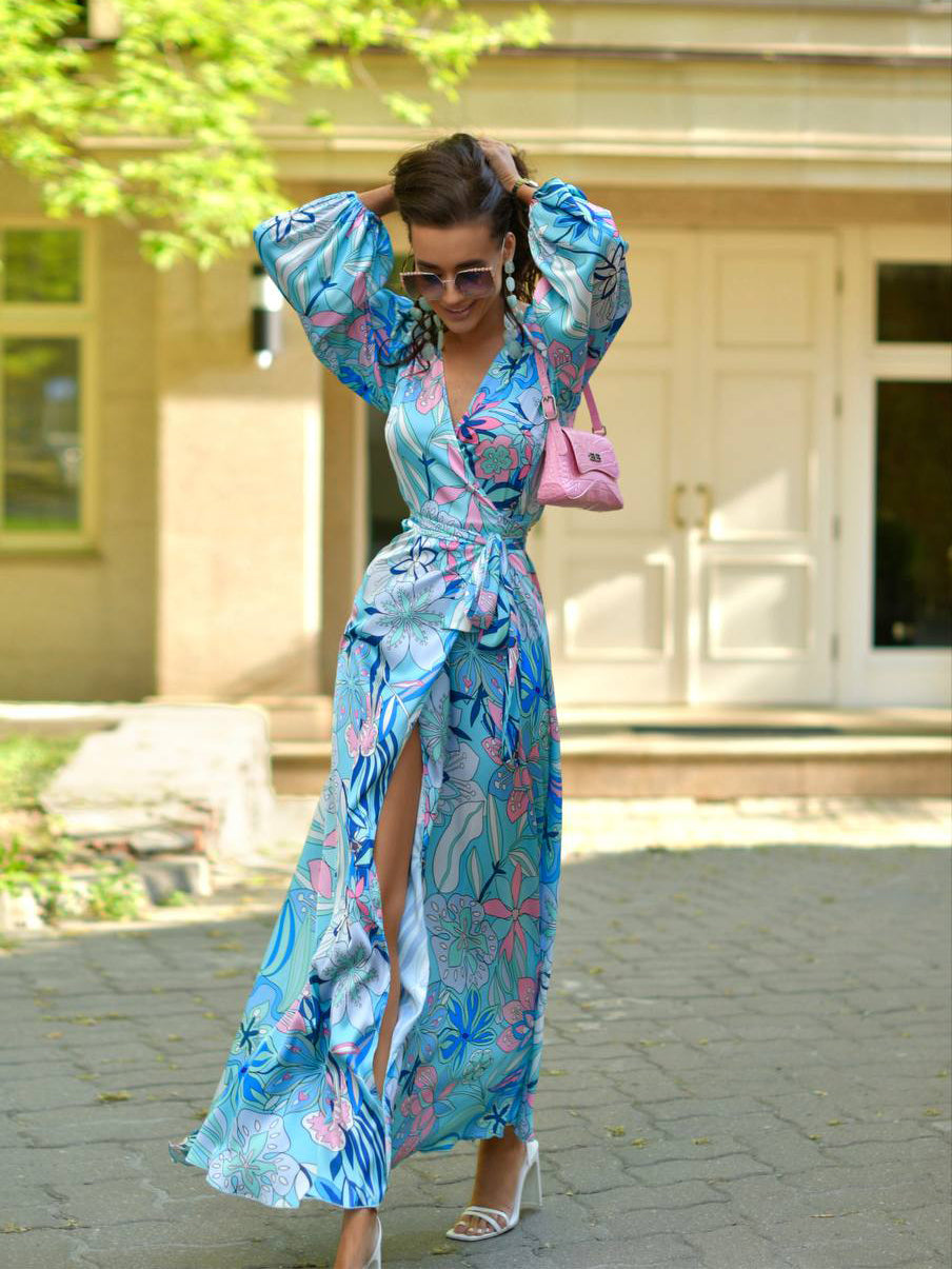 Wrap dress made of Armani silk Turquoise. Art. 169