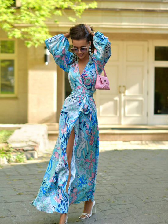 Wrap dress made of Armani silk Turquoise. Art. 169