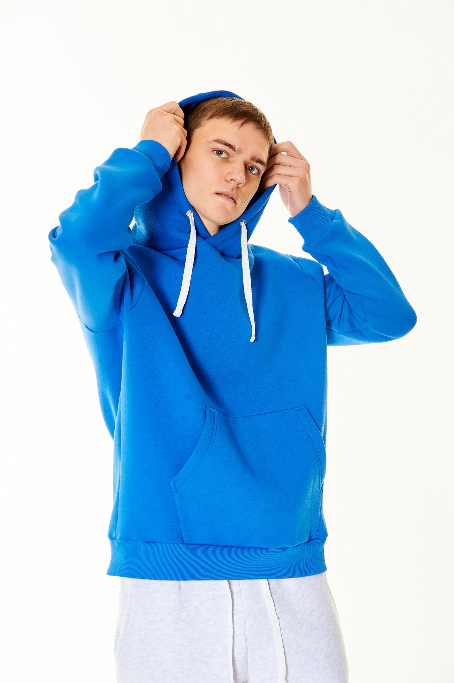 Insulated men's suit made of footer: hoodie with pants