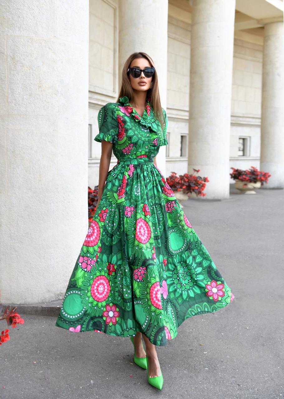 Cotton veil dress in "Green color" Art.253