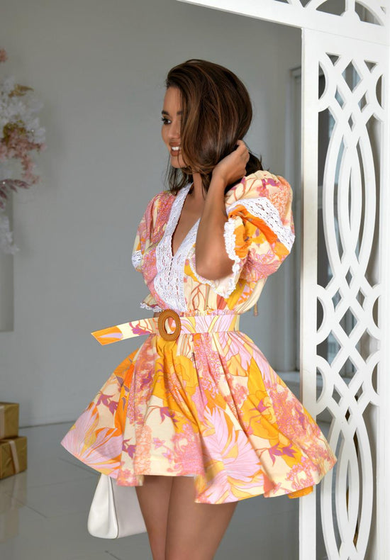 Short cotton dress in "Yellow color" Art.222