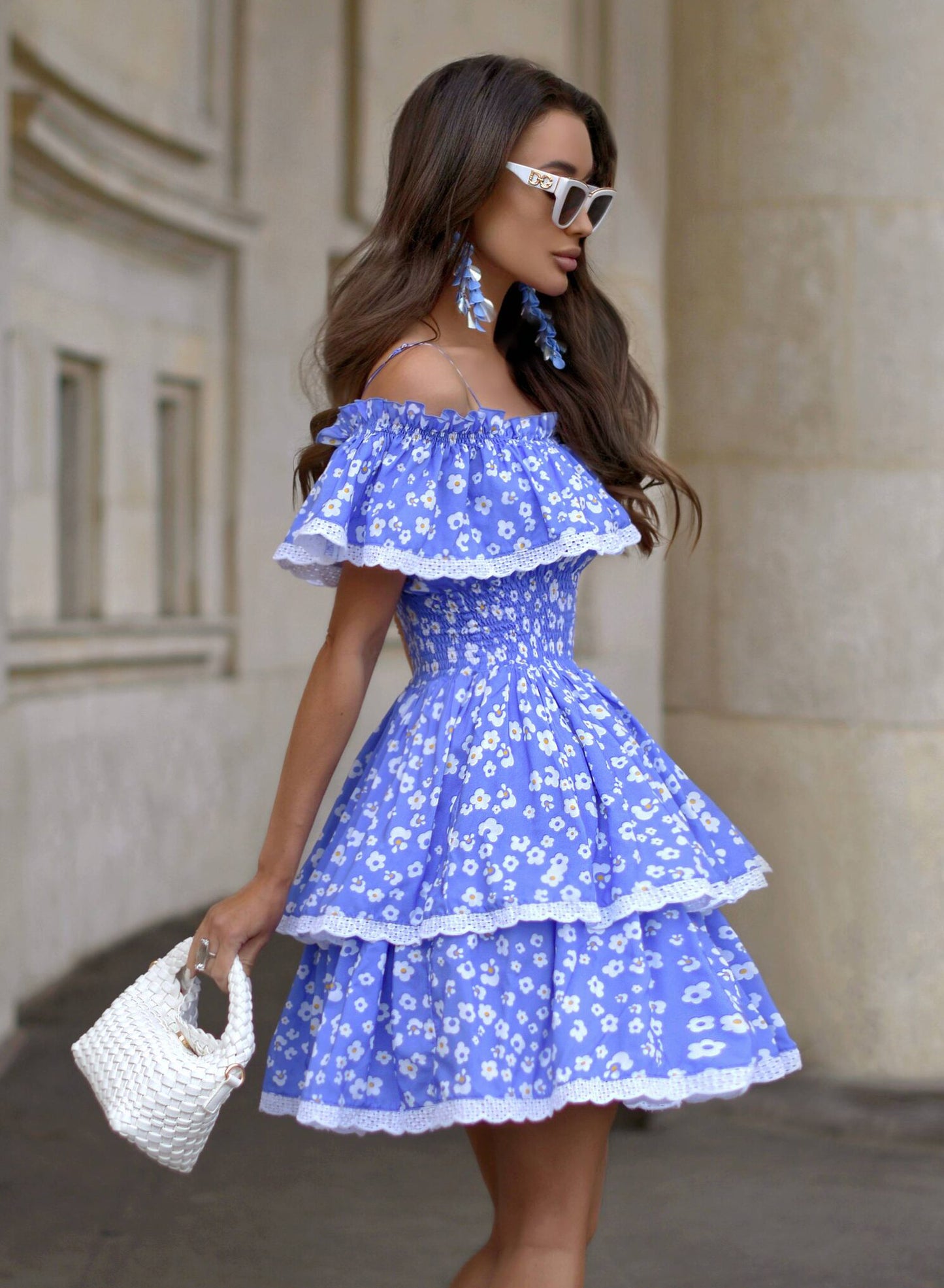 Dress made of delicate viscose with cotton. Blue Art. 173