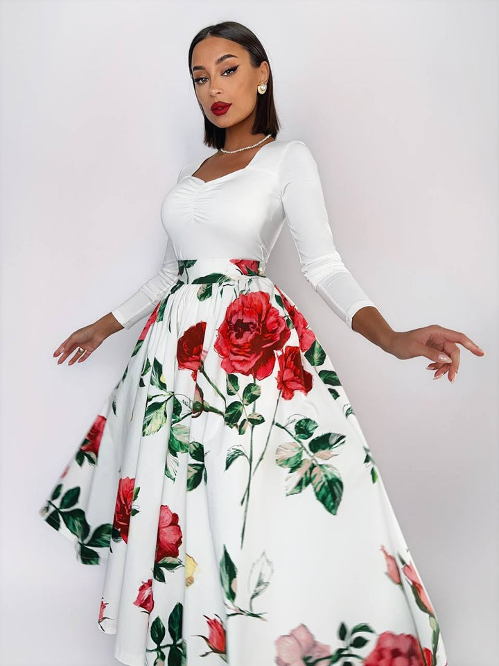 Skirt “Rosemary” White with red roses Art 84