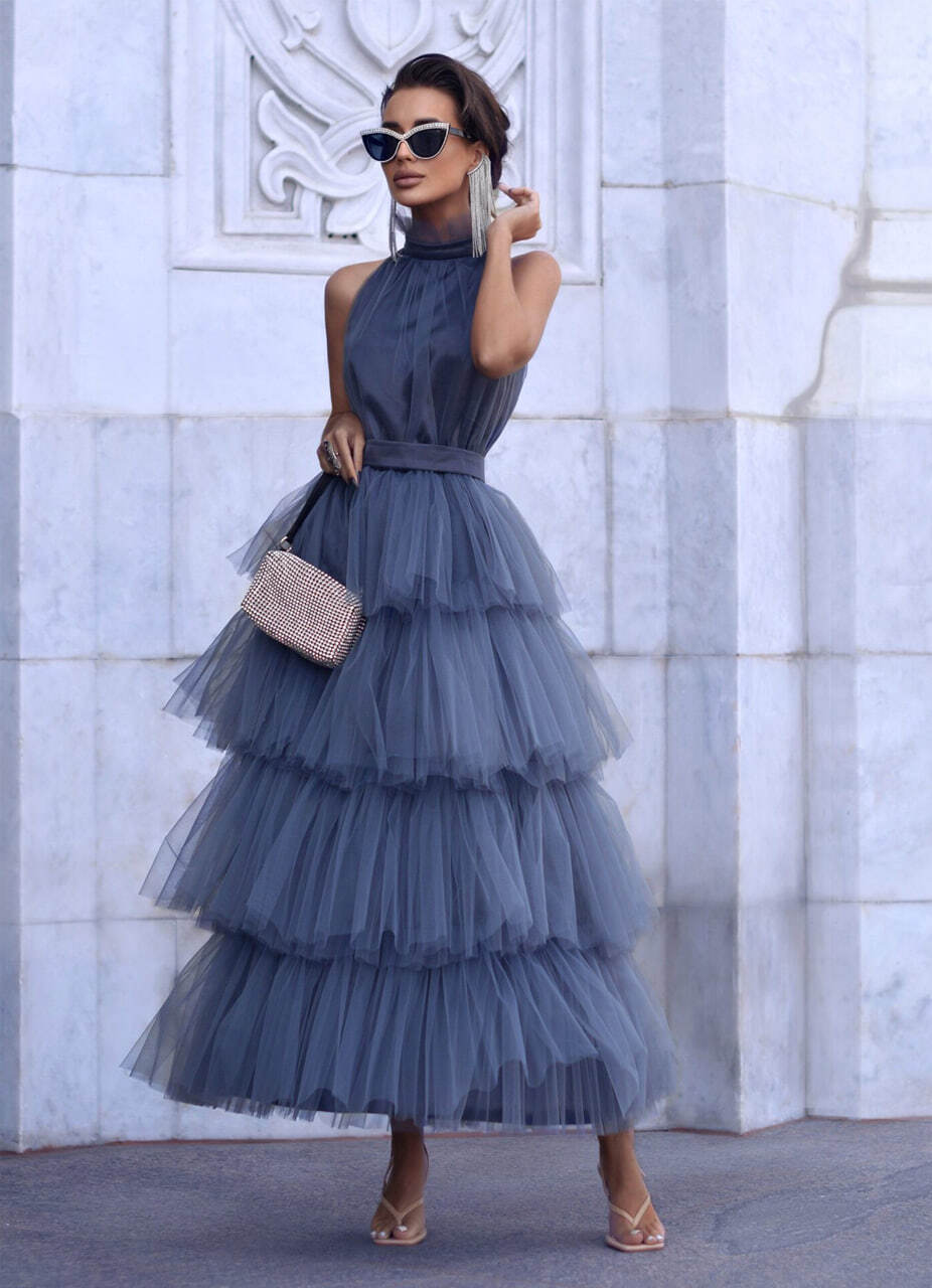 Tulle dress. Graphite. Art. 160