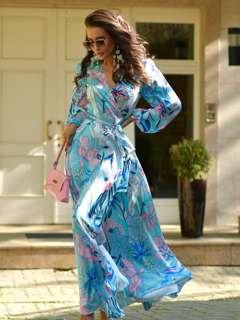 Wrap dress made of Armani silk Turquoise. Art. 169