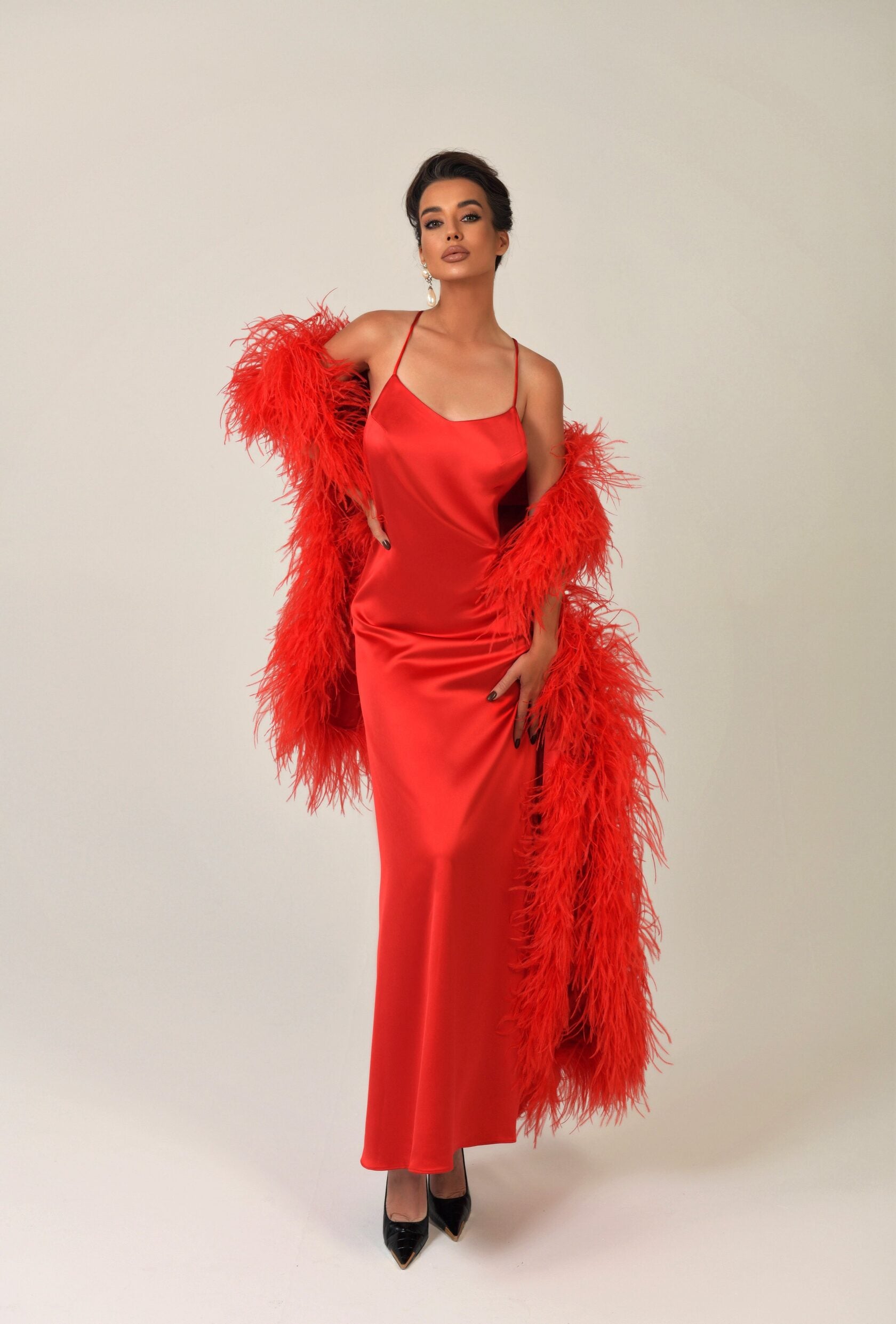 Dress Combination with open back in the "Red color" Art. 205