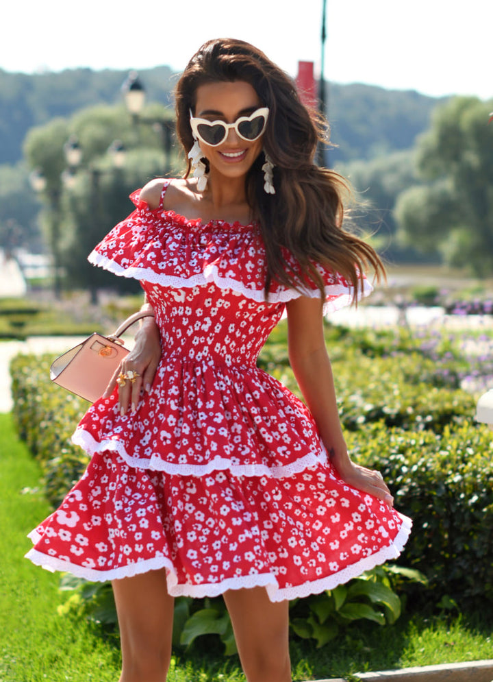 Dress made of delicate viscose with cotton. Red. Art. 173