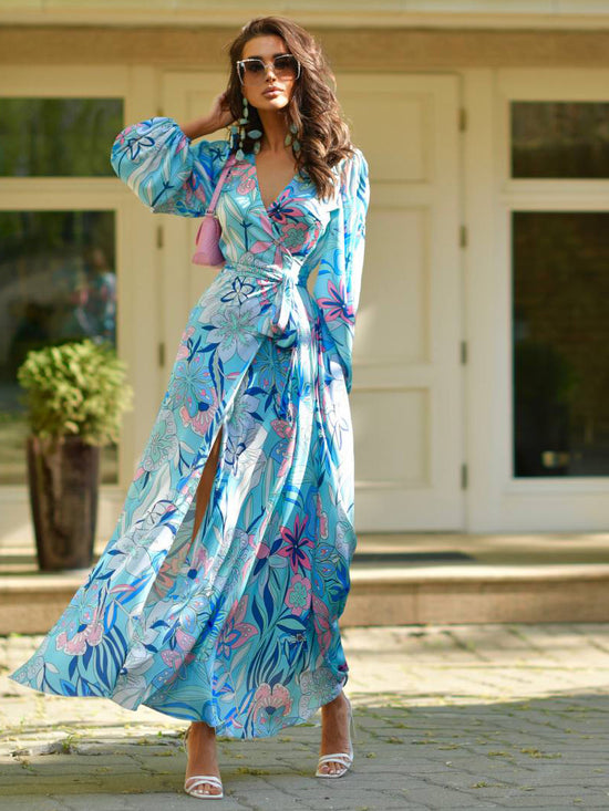 Wrap dress made of Armani silk Turquoise. Art. 169