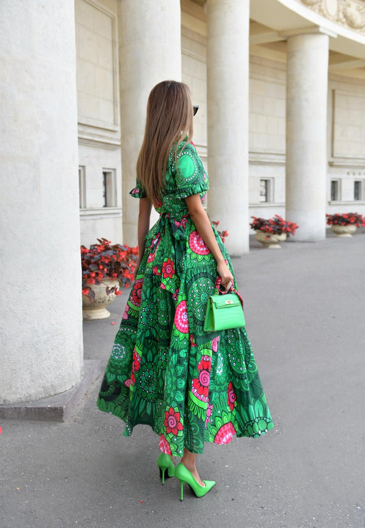 Cotton veil dress in "Green color" Art.253