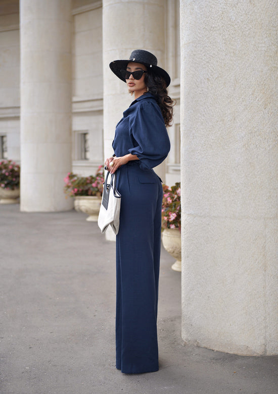 Suit from "Linen" in Dark blue color Art.208