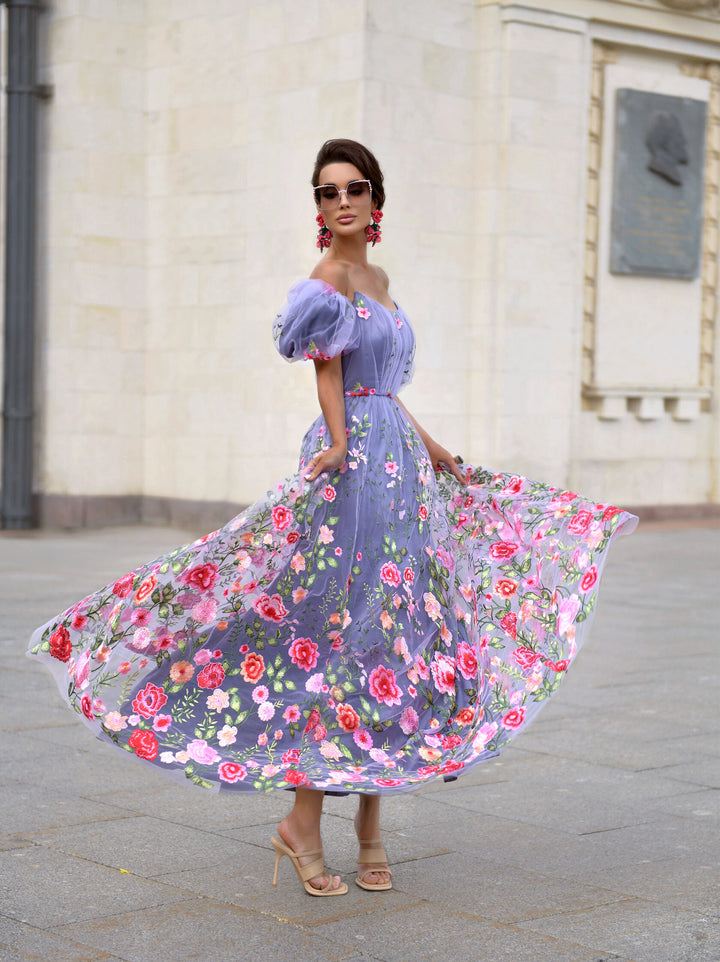 Lilac dress with embroidery Art.209