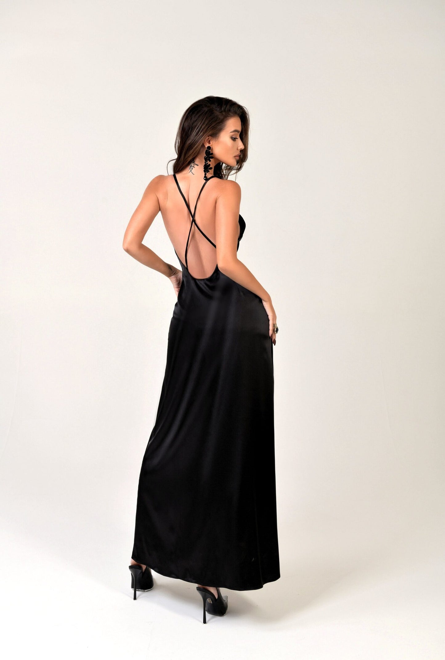 Dress Combination with open back in the "Black color" Art. 205