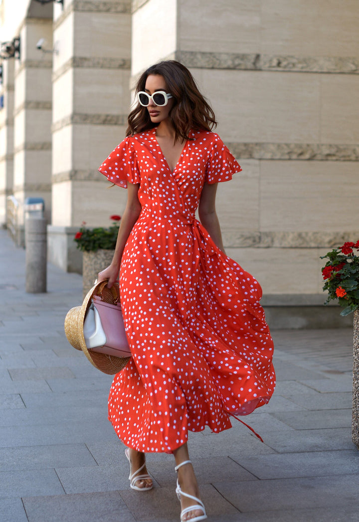 Dress made of delicate viscose "Peas". Red. Art. 180