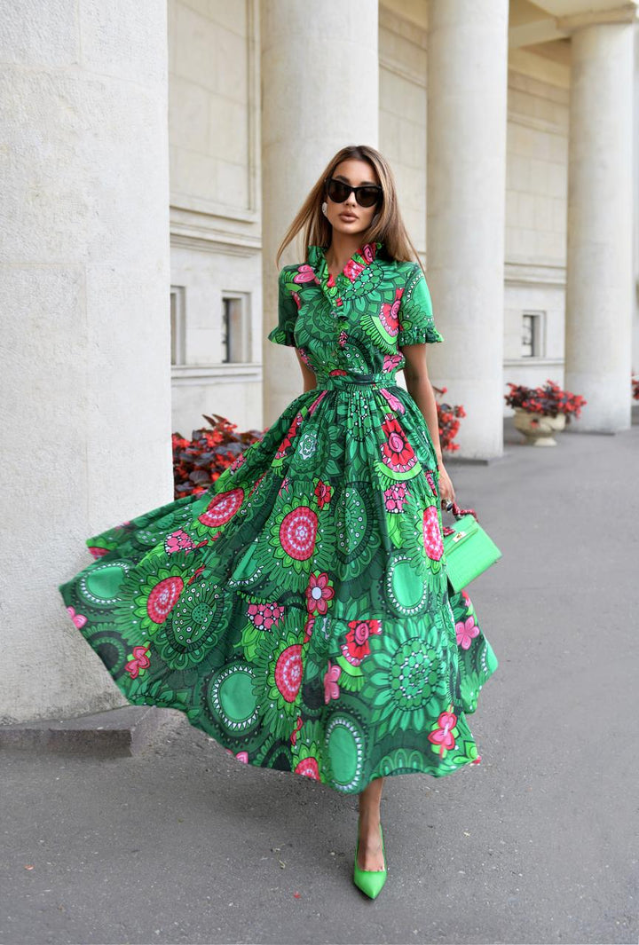 Cotton veil dress in "Green color" Art.253