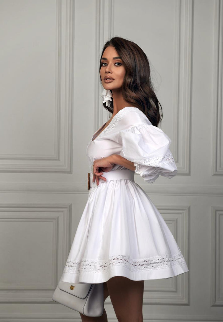 Short cotton dress in "White color" Art.224