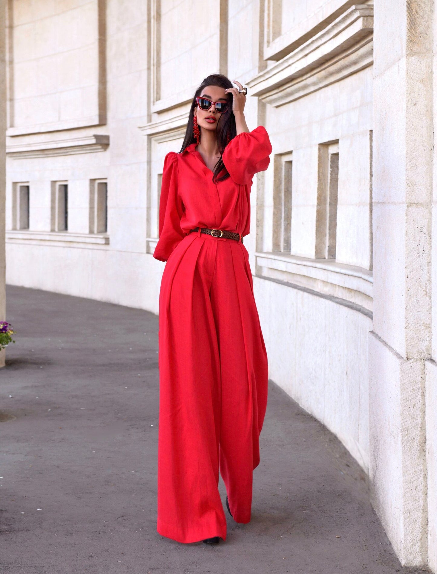 Suit from "Linen" in Red color Art. 208