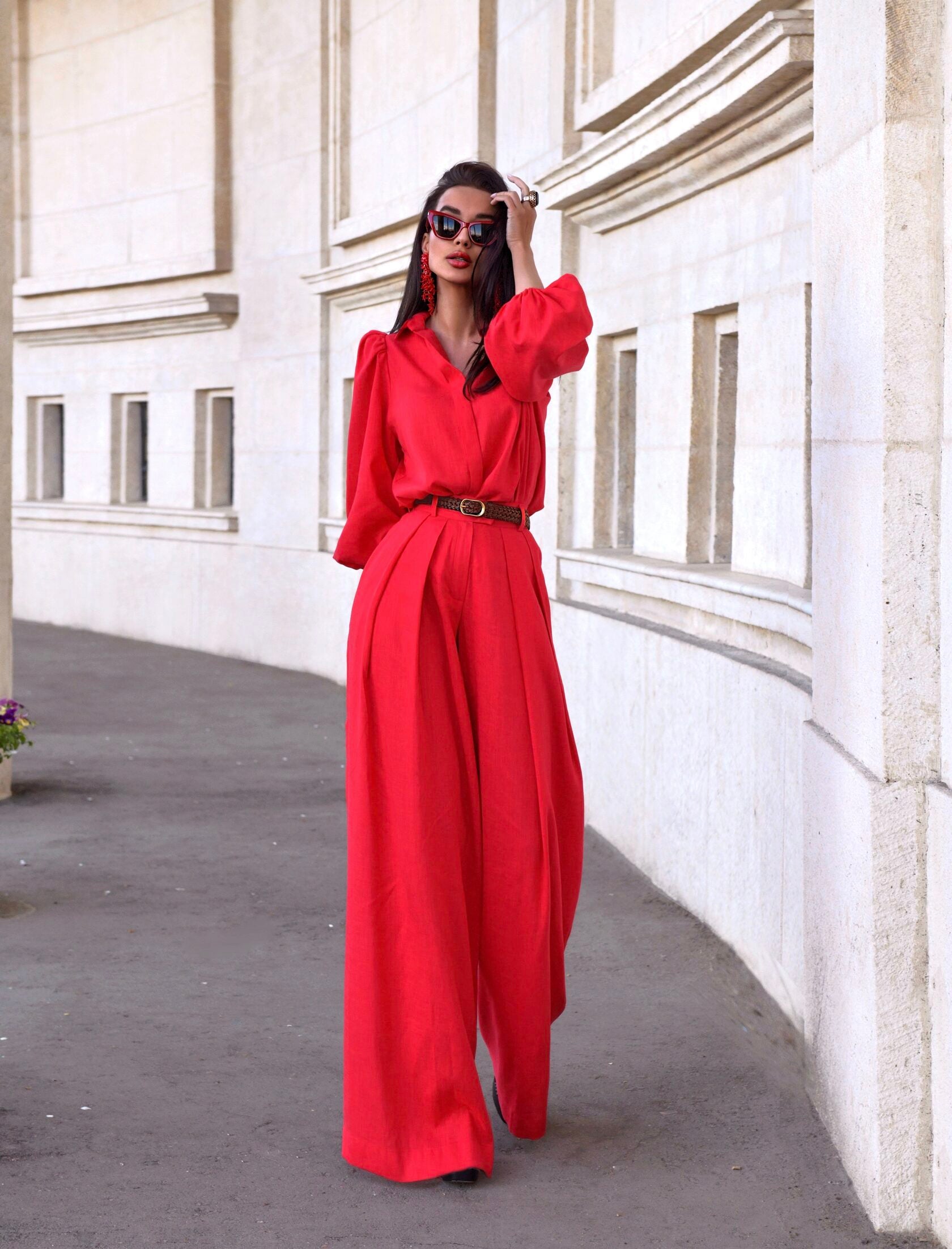 Suit from "Linen" in Red color Art. 208