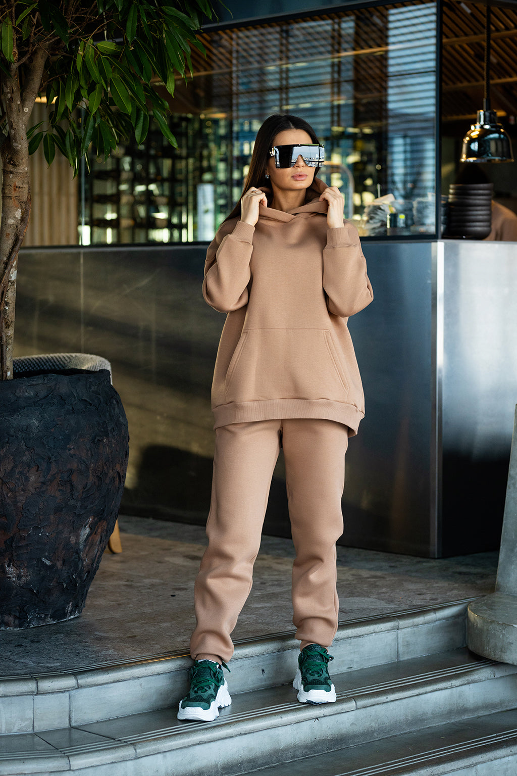 Women's insulated oversized tracksuit made of footer