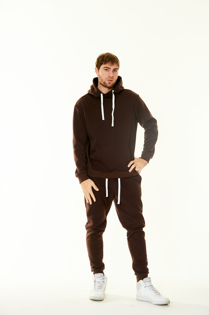 Insulated men's suit made of footer: hoodie with pants