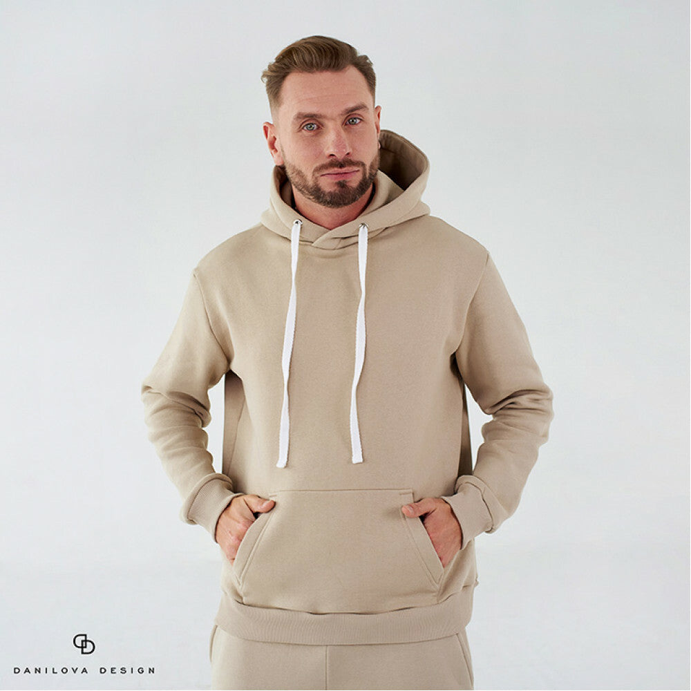 Insulated men's suit made of footer: hoodie with pants