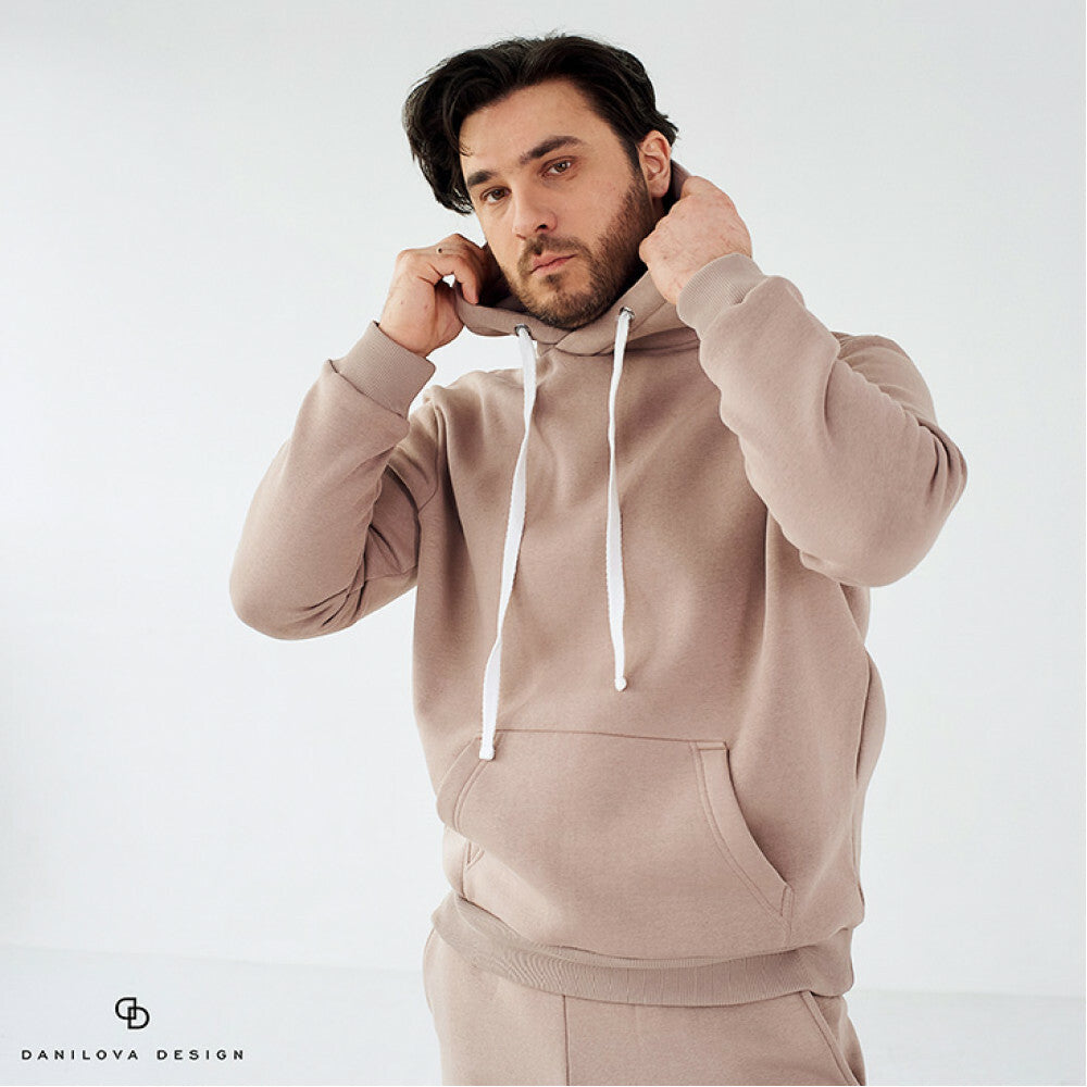 Insulated men's suit made of footer: hoodie with pants