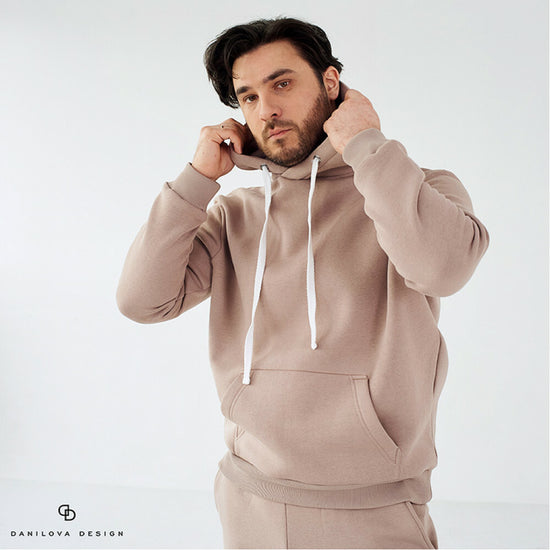 Insulated men's suit made of footer: hoodie with pants
