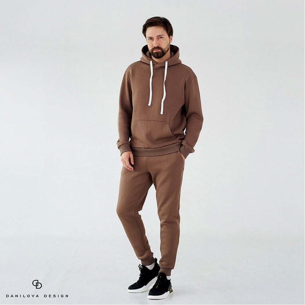 Insulated men's suit made of footer: hoodie with pants